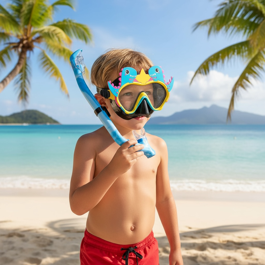 Upgraded Kids Snorkel Set Dry Top Mask Anti Fog Ages 5 To 13 by Wave & Hang