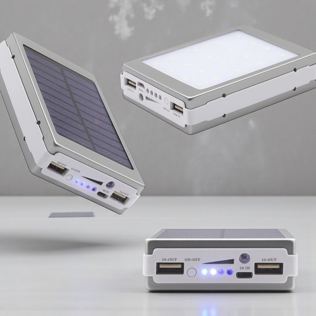 Solar Power Bank Portable Charger – 20000mAh Aluminum Alloy USB Battery Pack by Wave & Hang