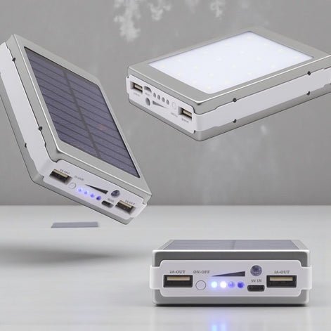 Solar Power Bank Portable Charger – 20000mAh Aluminum Alloy USB Battery Pack by Wave & Hang