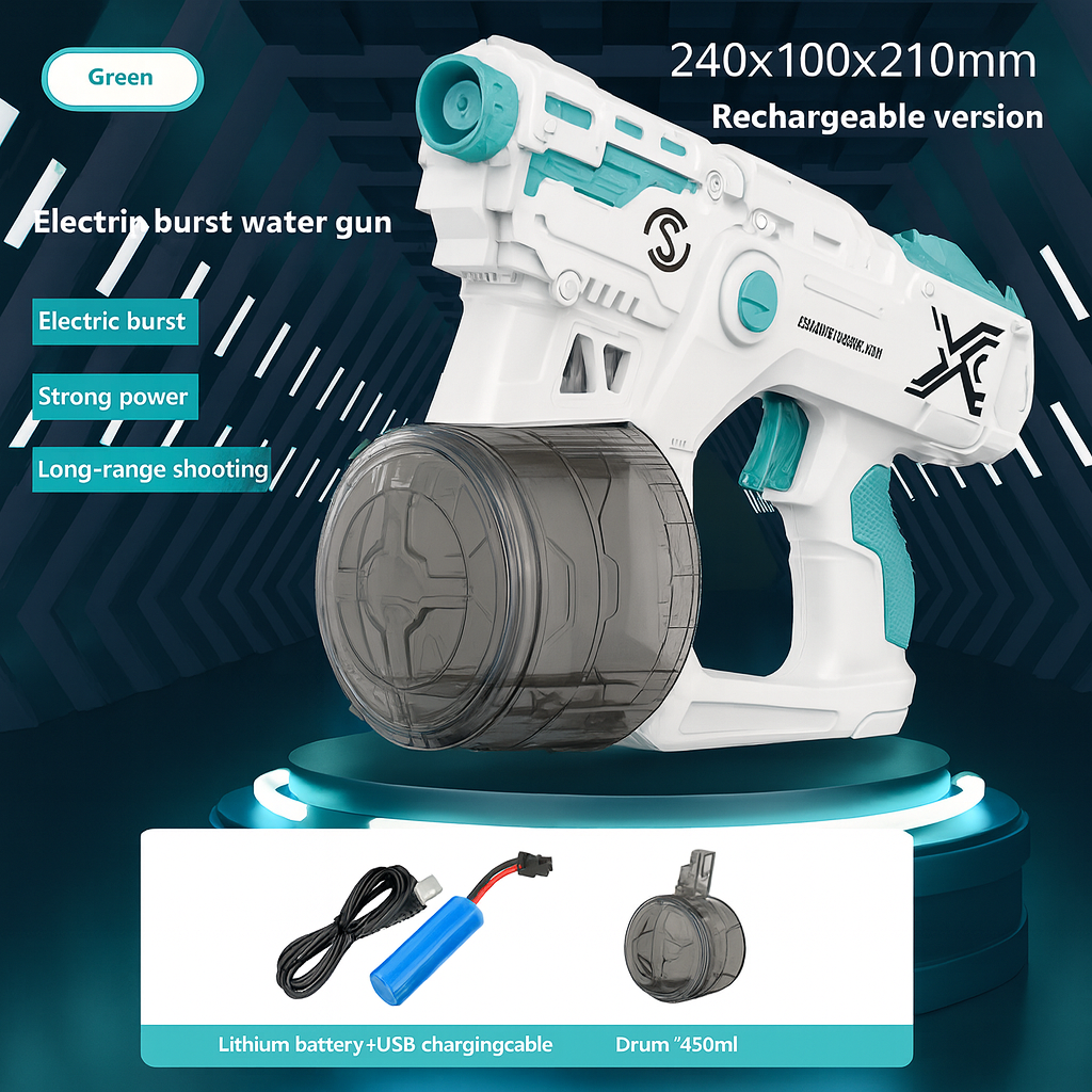 Viral Electric Repeating Water Gun – Long Range Rechargeable Blaster by Wave & Hang