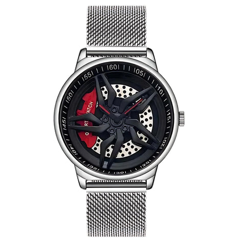 Men’s Waterproof Wheel Watch – Durable Stainless Steel Round Dial by Wave & Hang
