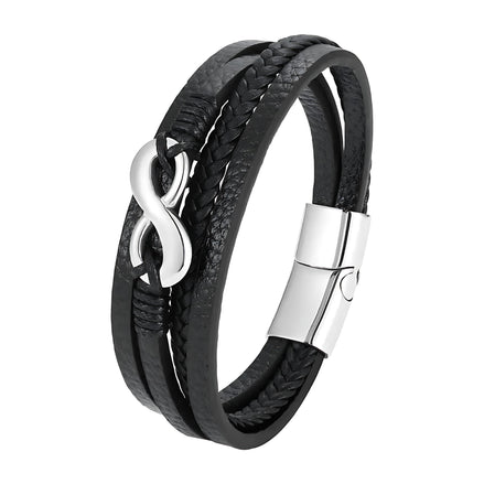 Men’s Digital 8 Leather Bracelet – Stylish Infinity Design by Wave & Hang