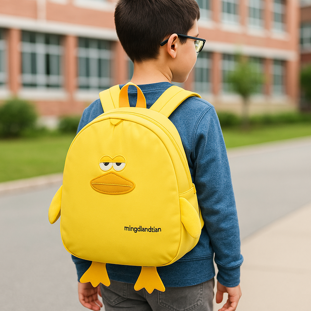 🦆 3D Duck Backpack – Cute Yellow Cartoon Bag for Kids & Teens