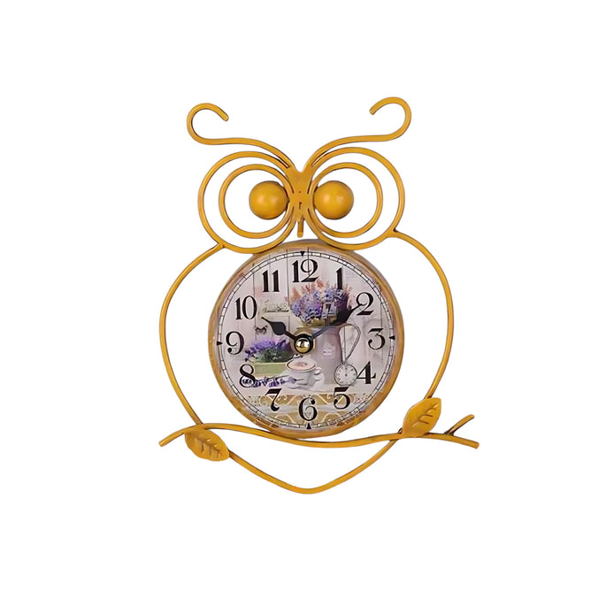 Vintage Owl Wall Clock | Silent Charm for Home | Elegant Décor by Wave & Hang