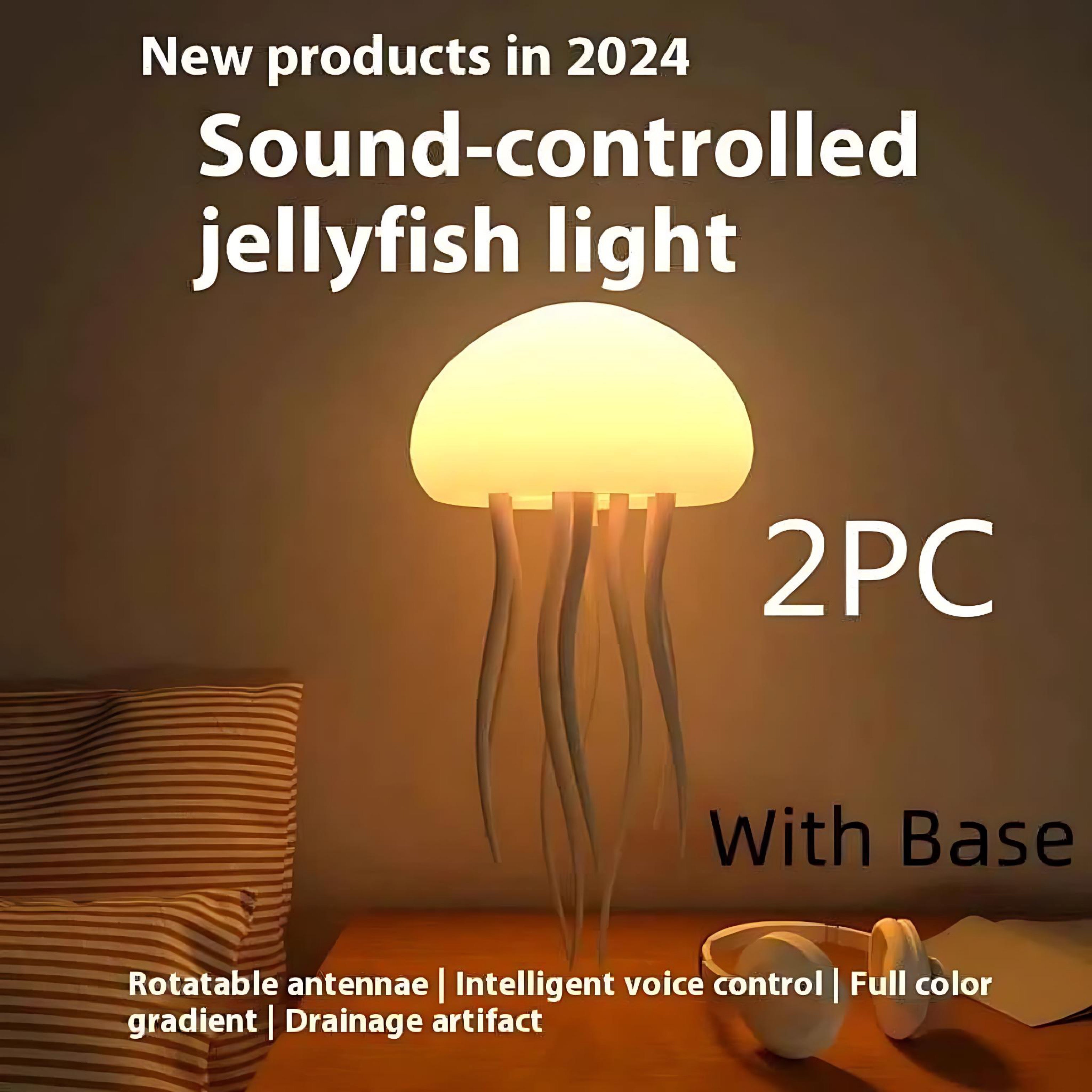 Jellyfish LED Lamp – Soothing Sound-Controlled Night Light for Relaxation by Wave & Hang