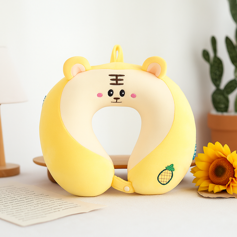 U-Shaped Memory Foam Neck Pillow With Animal Designs by Wave & Hang