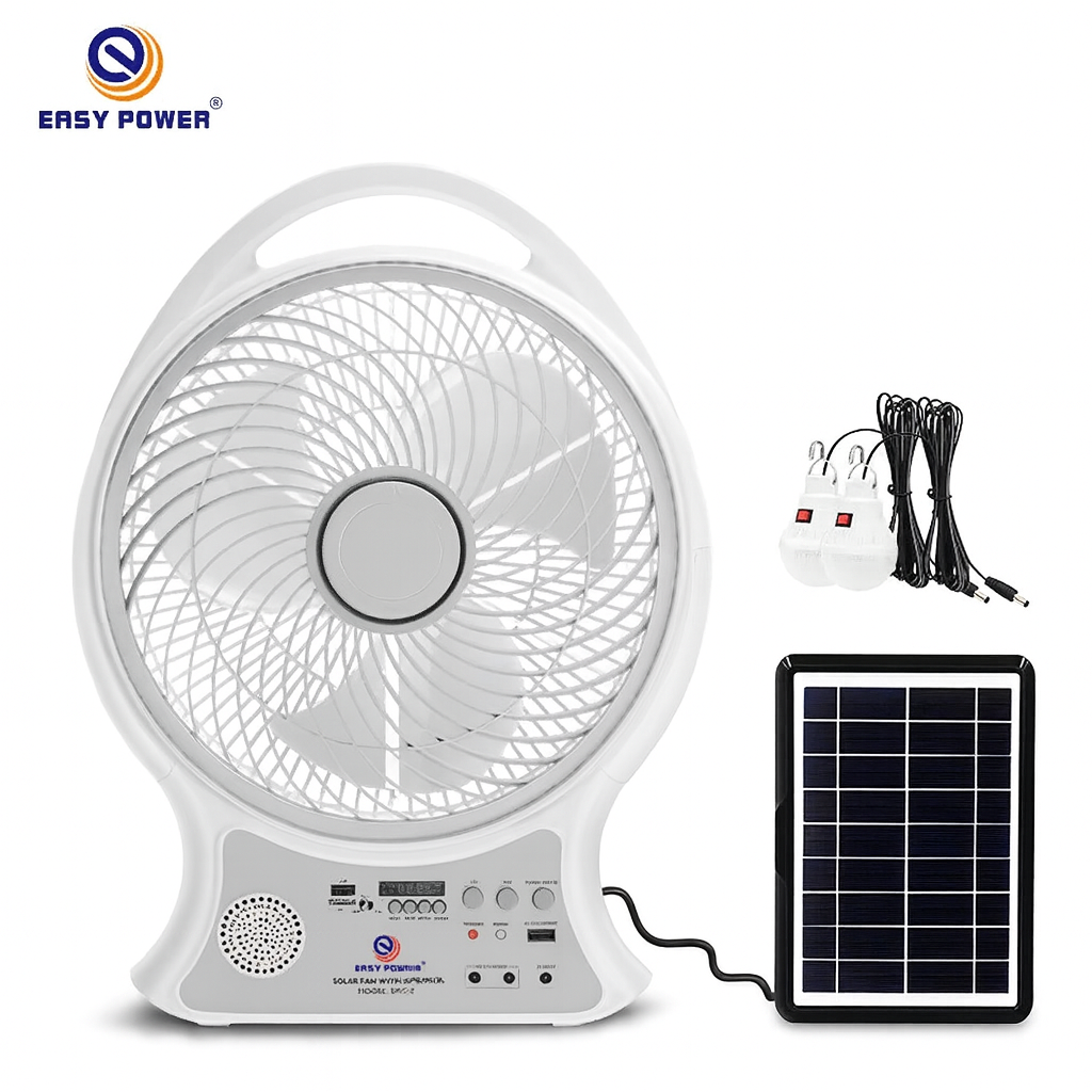 12-Inch Solar-Powered Portable Fan with Dual Power | Outdoor, Camping & Emergency Use