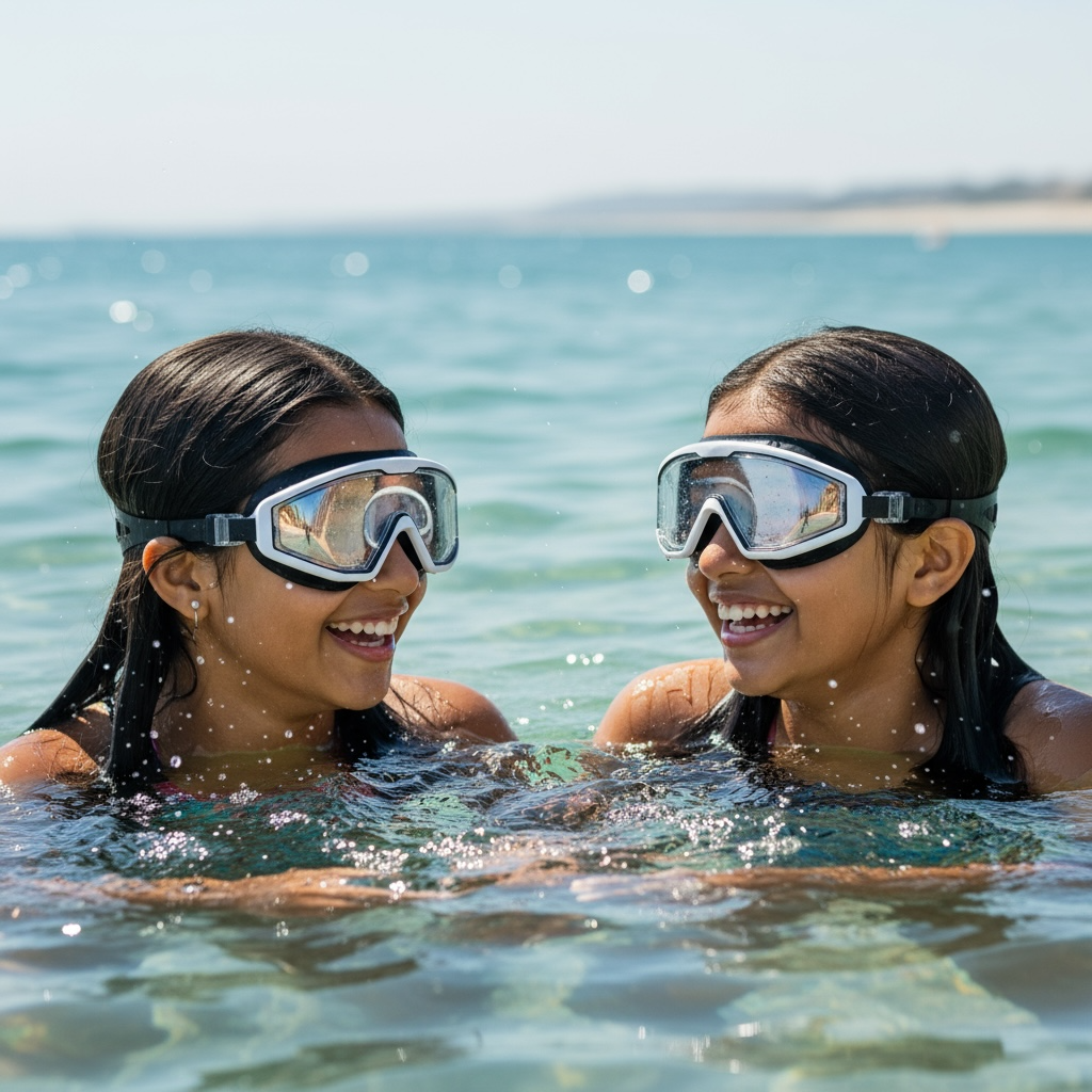 VOSOIR Kids Swim Goggles With Anti Fog UV Protection No Leak Panoramic View For Ages 2 To 14 Adjustable Silicone Seals by Wave & Hang