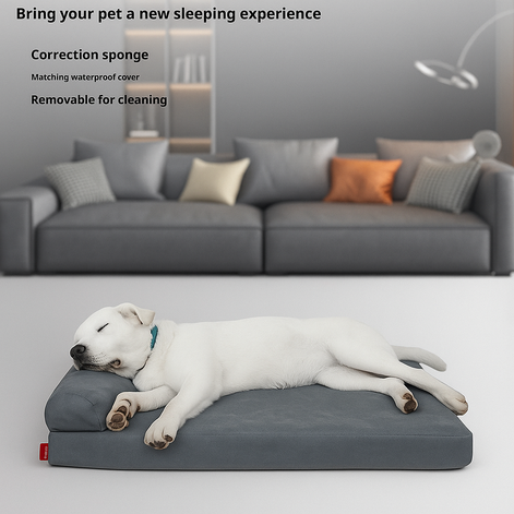 Linen Memory Foam Waterproof Dog Kennel – Washable Pet Bed by Wave & Hang