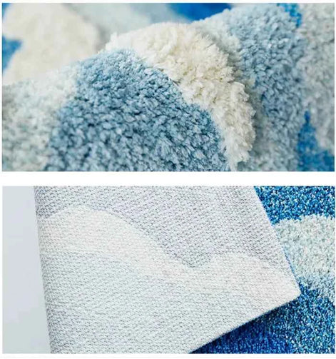 Blue Ocean Wave Bedside Blanket – Soft Coastal Style Rug/Throw