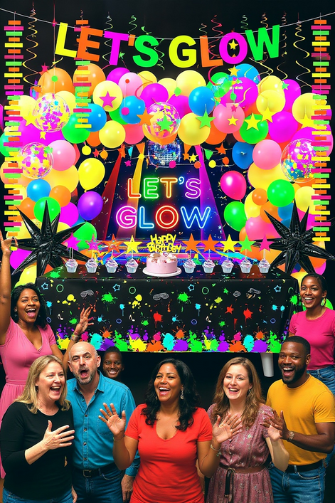 Neon Glow Party Kit – 122-Piece Set for Epic Celebrations by Wave & Hang