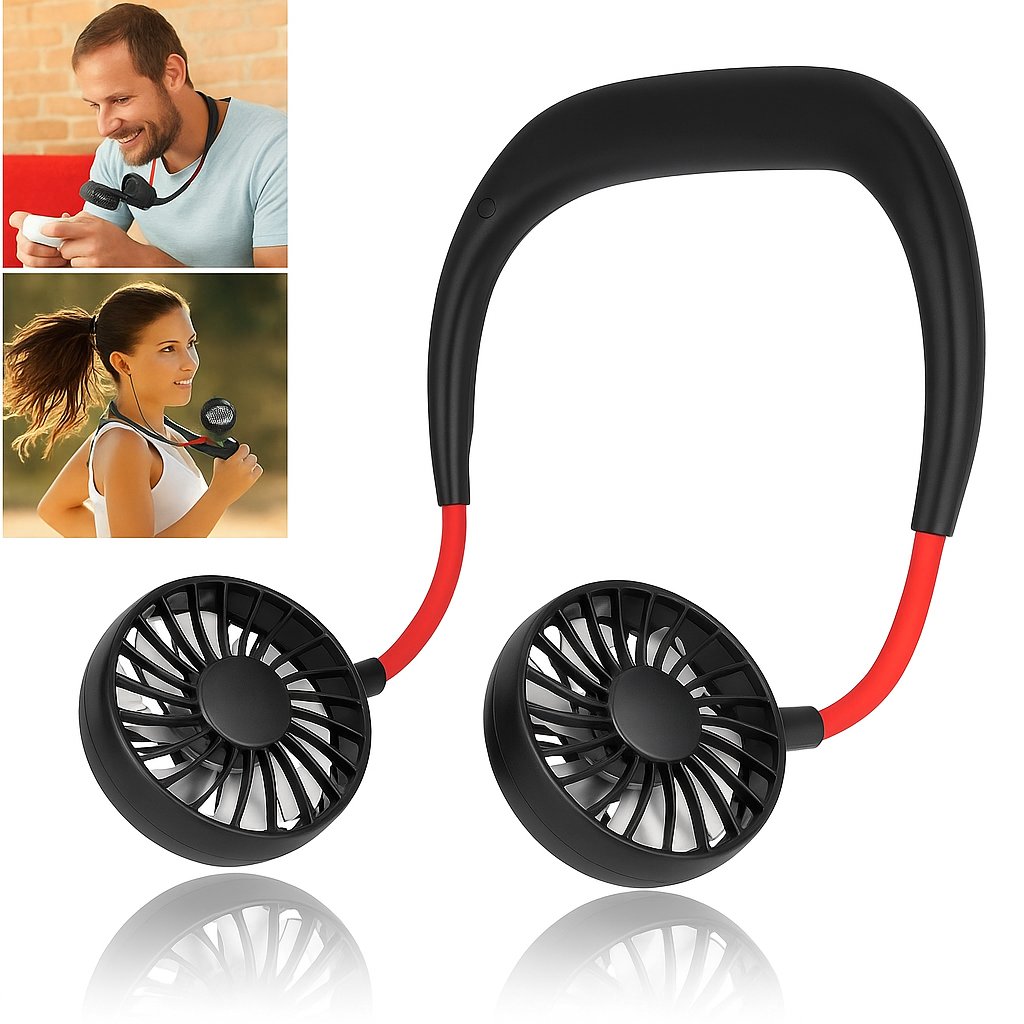 Portable USB Neck Fan – Hands-Free Mini Cooling Fan for Students, Travel & Outdoor Use by Wave & Hang