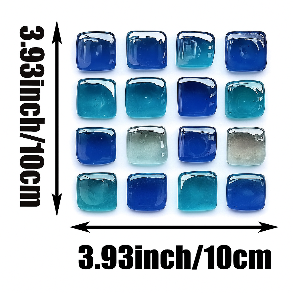 10 Ocean Blue Mosaic Tile Stickers – Effortless Home Makeover by Wave & Hang