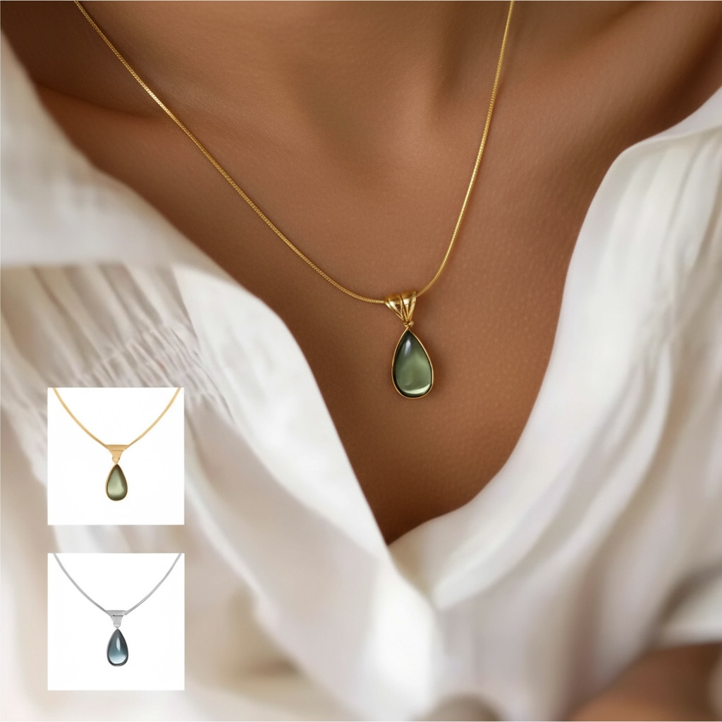 Blue Ocean Drop Necklace - Serene Teardrop Pendant for Women by Wave & Hang