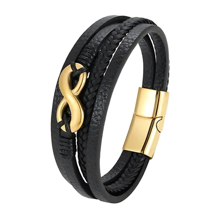 Men’s Digital 8 Leather Bracelet – Stylish Infinity Design by Wave & Hang