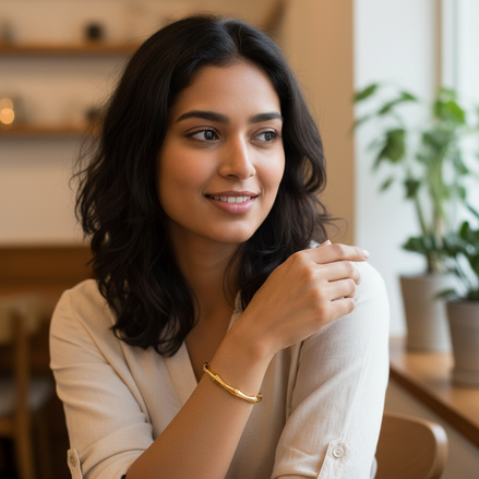 Vintage Stainless Steel Bracelet – Women’s Gold Bangle Jewelry by Wave & Hang