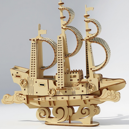 DIY Wooden Ocean Sailboat Model – 3D Puzzle Gift Toy for Kids & Adults by Wave & Hang