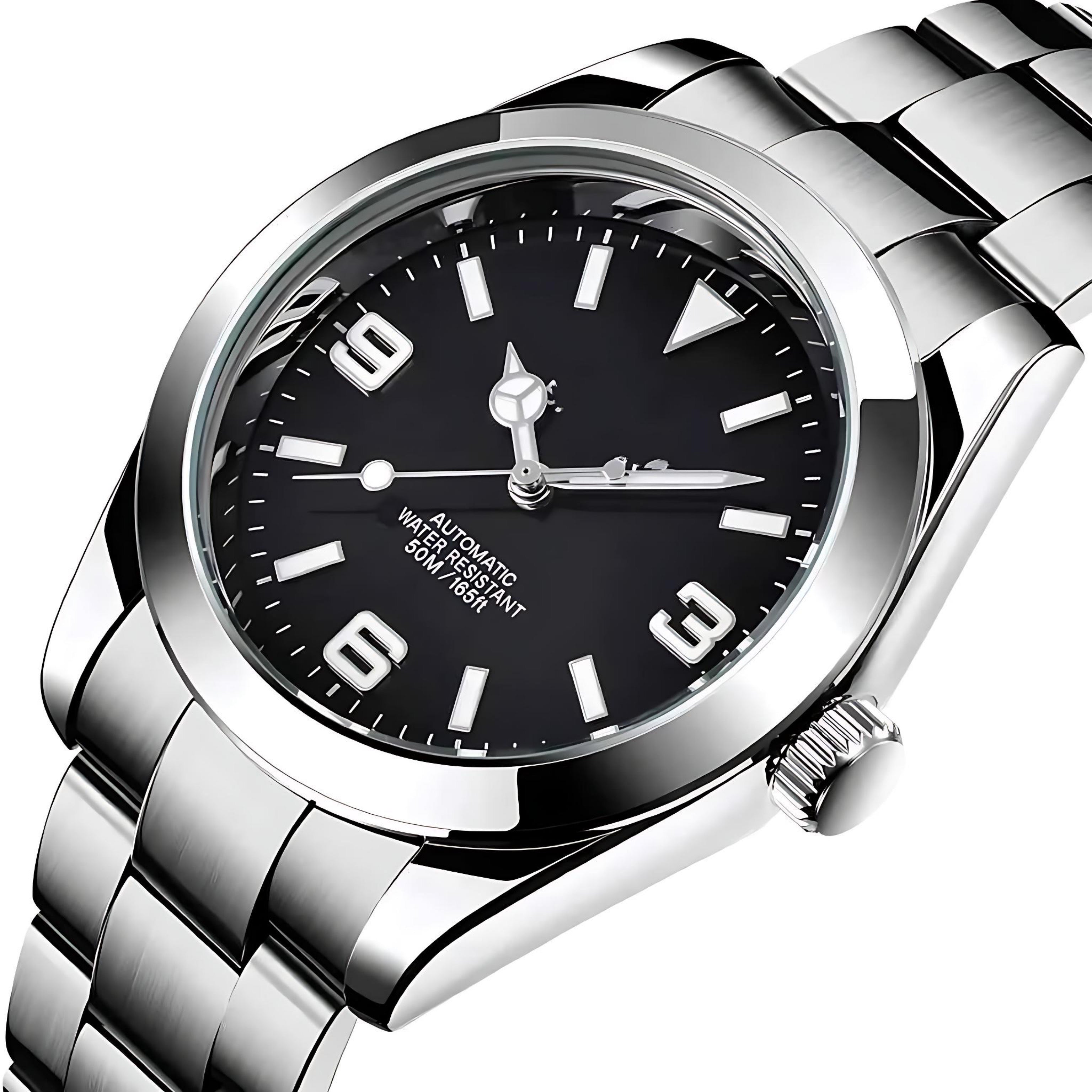 Men’s Automatic Mechanical Watch – Stainless Steel, Waterproof, Self-Winding by Wave & Hang