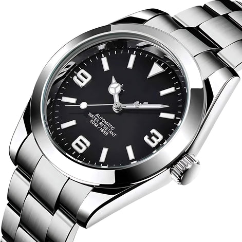 Men’s Automatic Mechanical Watch – Stainless Steel, Waterproof, Self-Winding by Wave & Hang