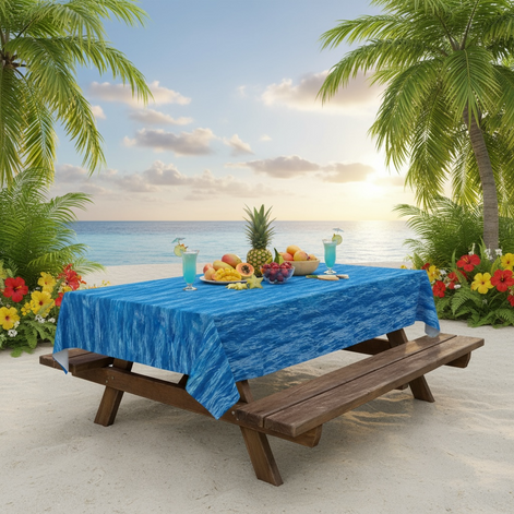 Hegbolke 2 Pack Ocean Wave Tablecloths 51 By 106 Inches Disposable Plastic Covers For Beach Pool Mermaid Parties by Wave & Hang