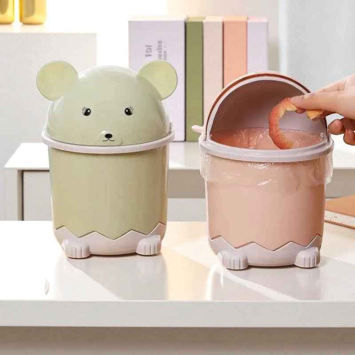Panda Flip-Top Mini Trash Can | Cute Desktop Bin for Bathroom & Office