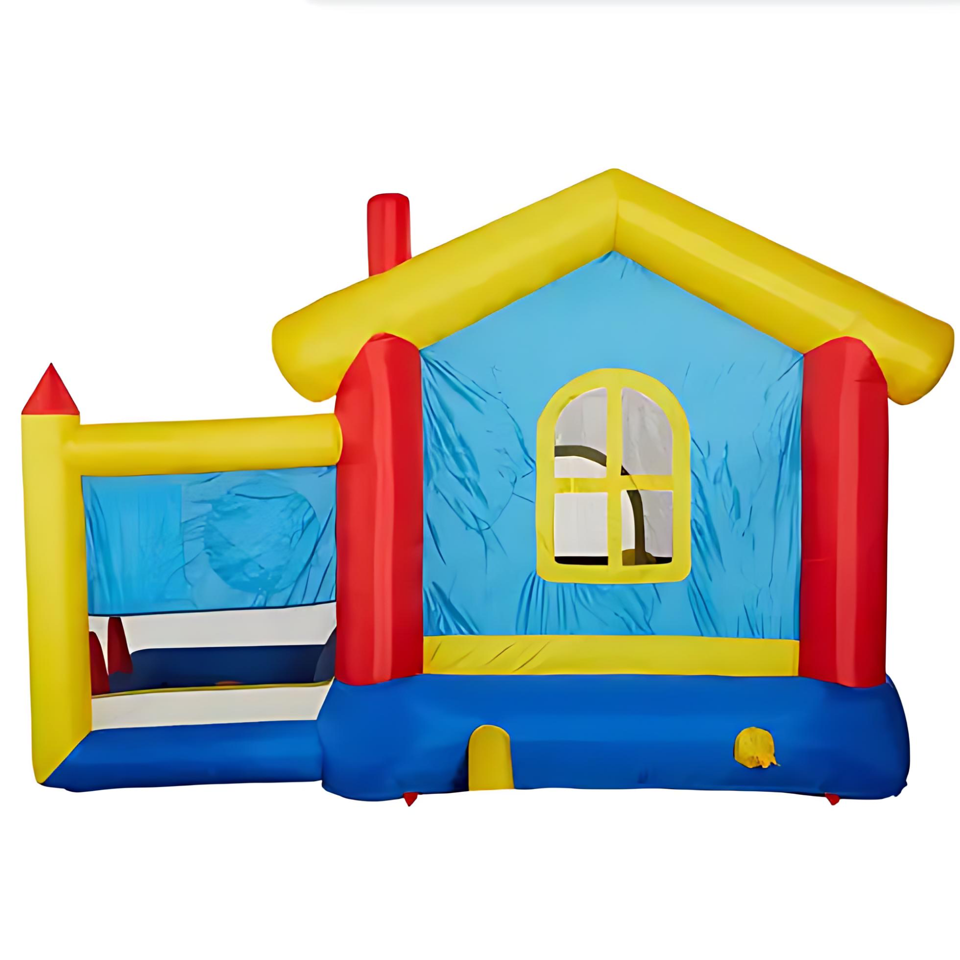 8-in-1 Inflatable Bounce House with Blower – Kids Jumping Castle with Basketball Hoop, Ocean Balls, Ring Toss, Sticky Ball Game & Target | Outdoor Fun Playhouse for Toddlers & Children