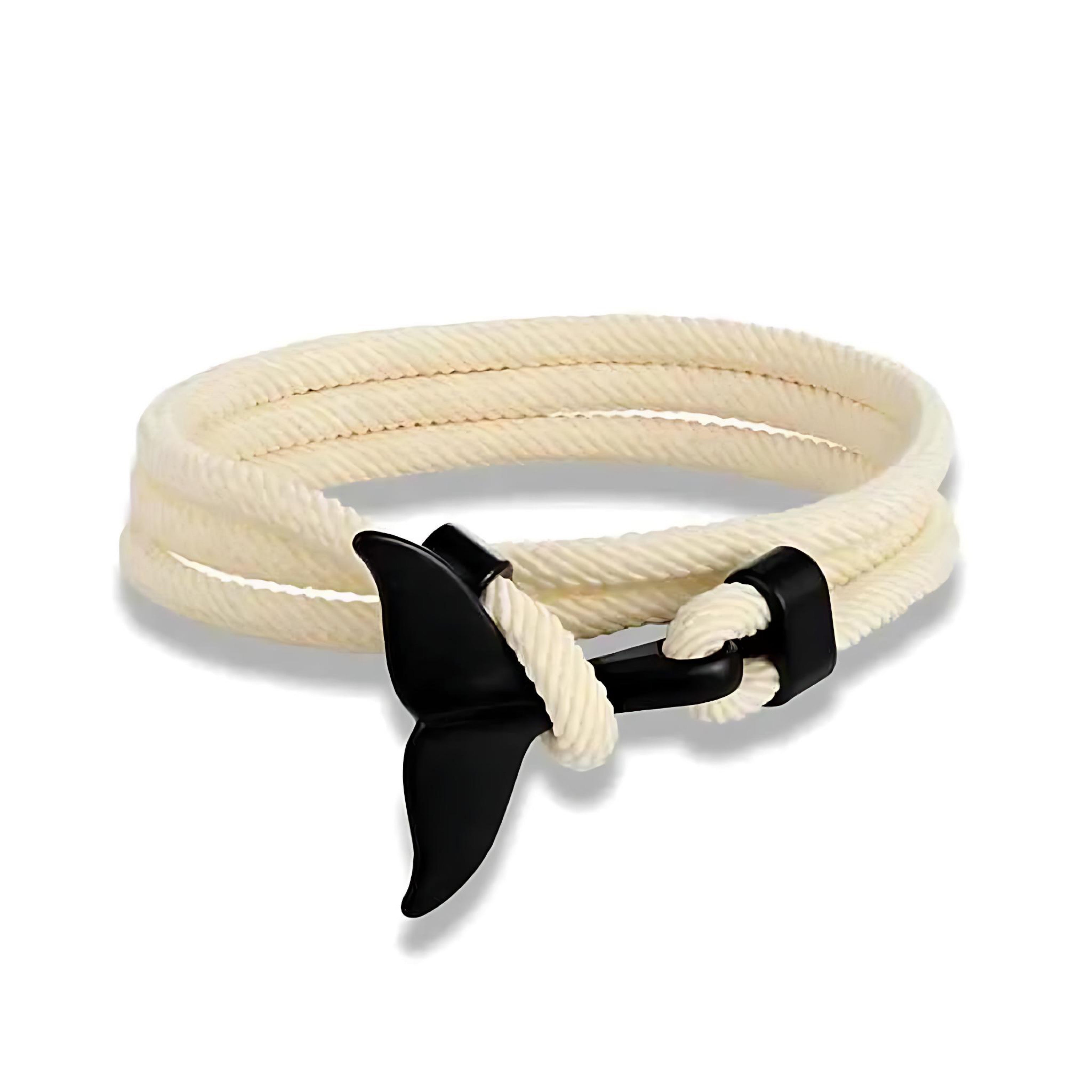 Ocean Whale Tail Anchor Bracelet Adjustable Nautical Rope for Couples and Ocean Lovers by Wave & Hang