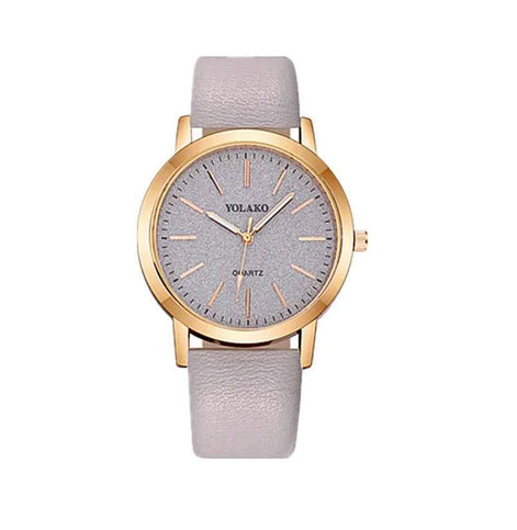 Women’s Glitter Leather Band Quartz Watch – Slim & Elegant Design