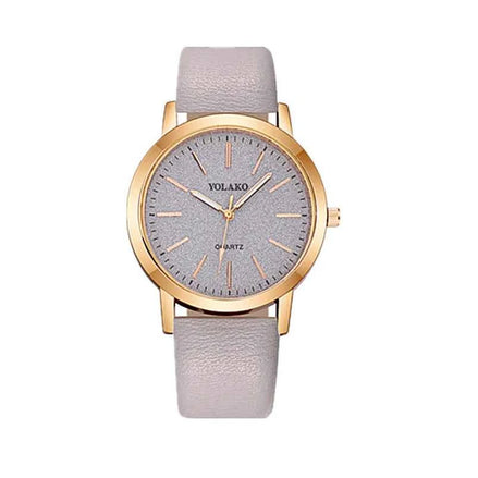 Women’s Glitter Leather Band Quartz Watch – Slim & Elegant Design