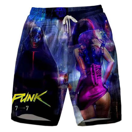 Cyberpunk 3D Print Beach Shorts for Couples