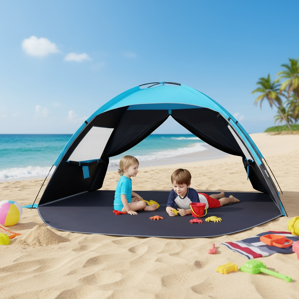 Beach Tent Beach Shade - Portable UPF 50+ Protection for 2-3 People