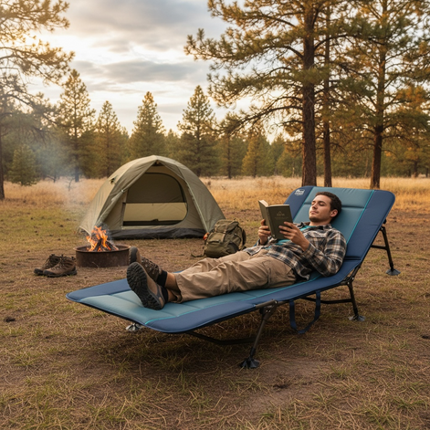 TIMBER RIDGE Camping Cot – Heavy Duty, Supports 600 lbs, Dark Blue