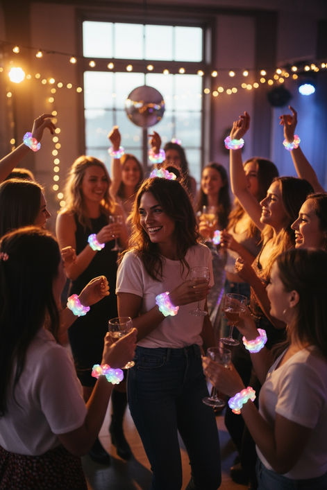 20 LED Glow Hair Scrunchies – Vibrant Ties for Raves & Parties! by Wave & Hang