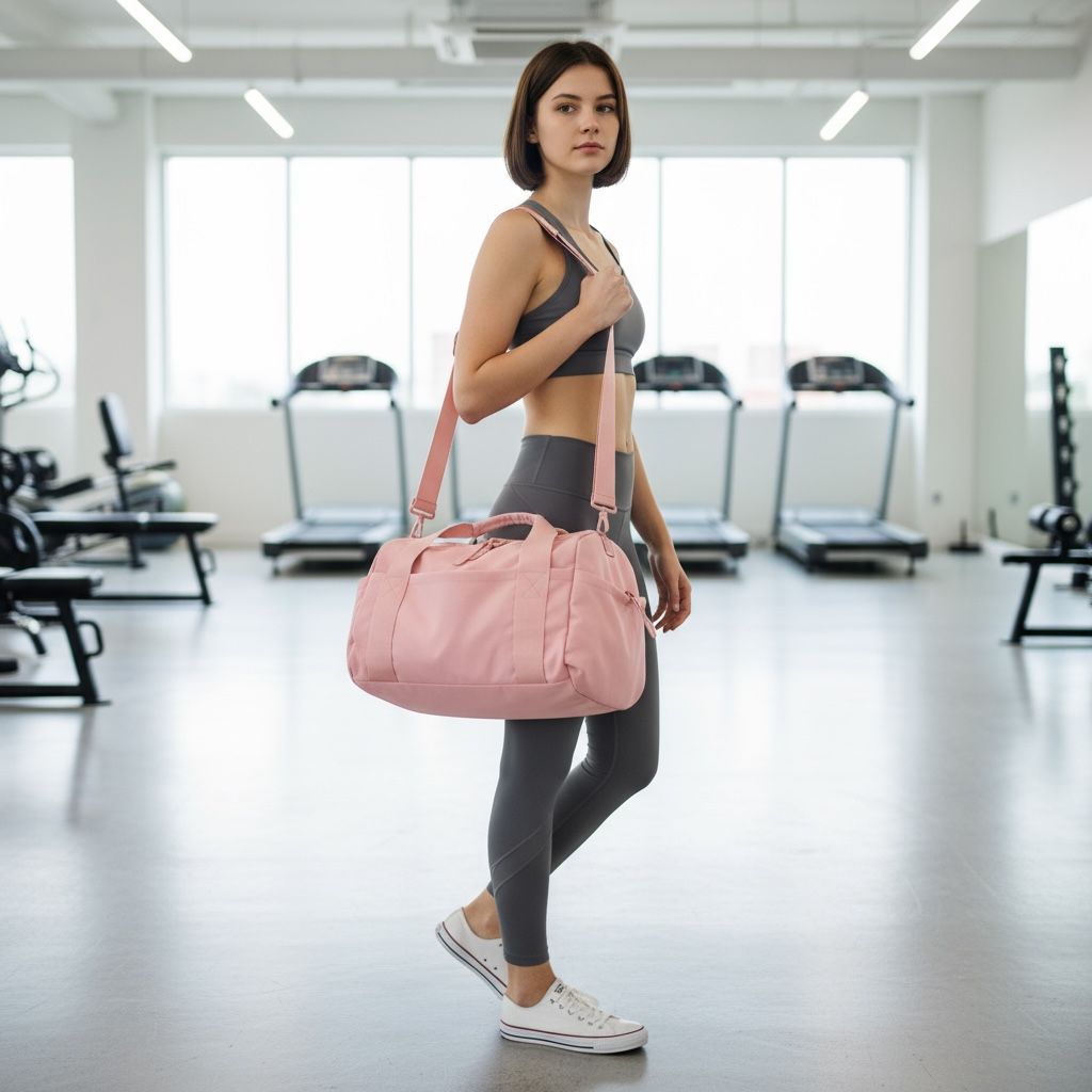 Sports Duffel Bag Lightweight Nylon Water Resistant Shoulder Strap by Wave & Hang