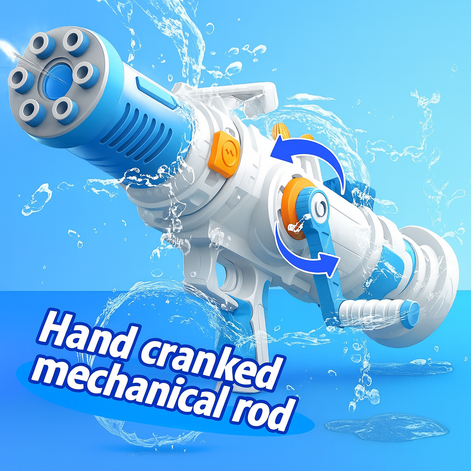 Gatling Hand-Crank Water Gun – Rapid-Fire Soaker for Ultimate Summer Battles by Wave & Hang