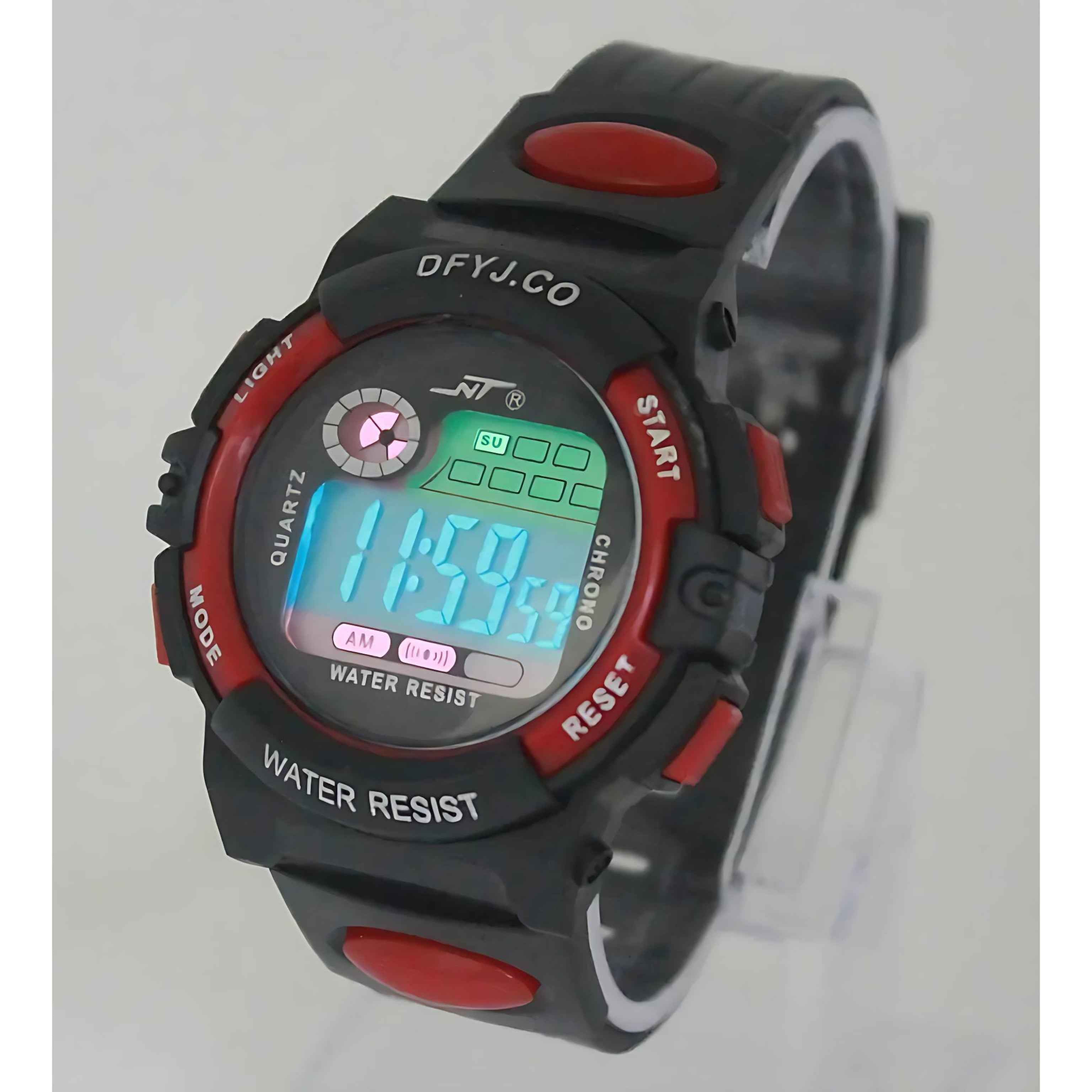 Student Digital Sports Watch – Waterproof LED Display with Alarm, Chronograph & Calendar (Unisex, Multi-Color)