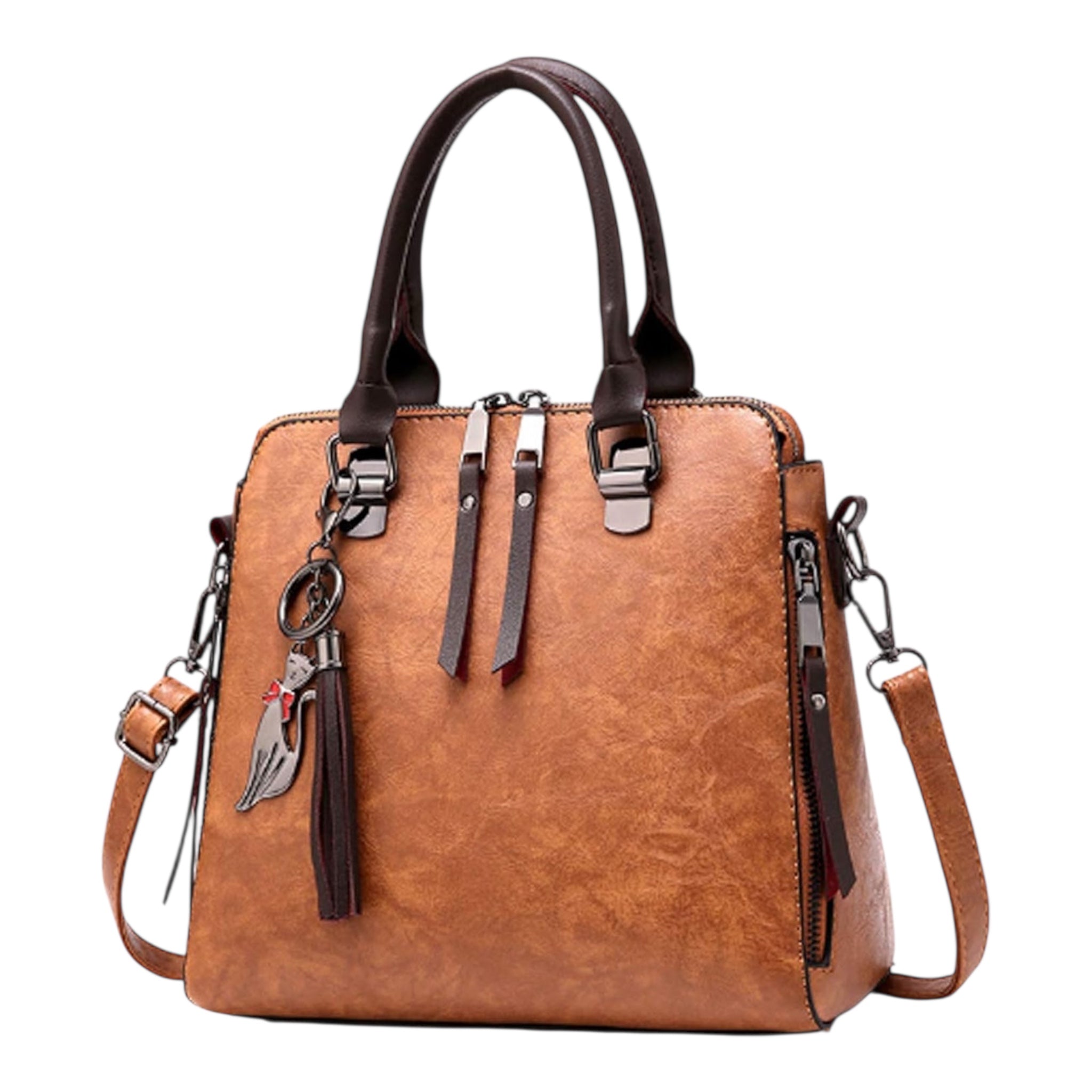 Charming Cat Tote Bag – Stylish PU Leather Purse for Women by Wave & Hang