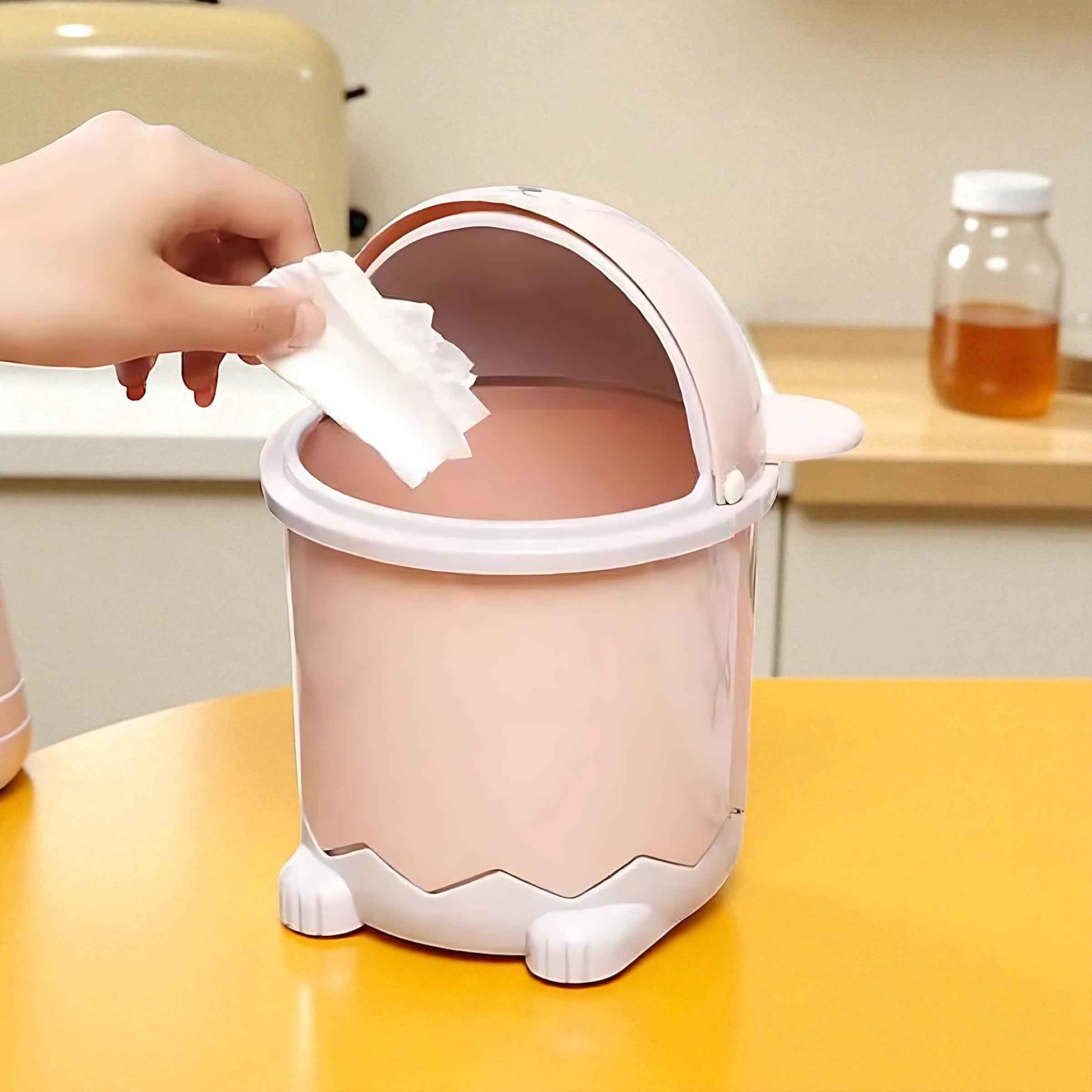 Panda Flip-Top Mini Trash Can | Cute Desktop Bin for Bathroom & Office