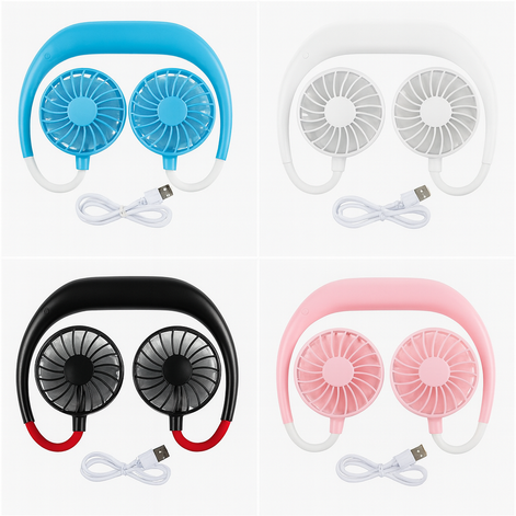 Portable USB Neck Fan – Hands-Free Mini Cooling Fan for Students, Travel & Outdoor Use by Wave & Hang