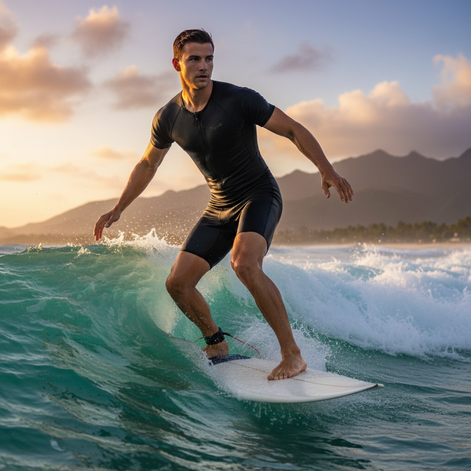 Men's Short Sleeve Full Body Suit Quick Dry Compression Swimwear by Wave & Hang