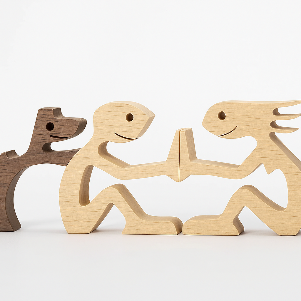 Wood Dog Sculpture Handmade Solid Wood by Wave & Hang