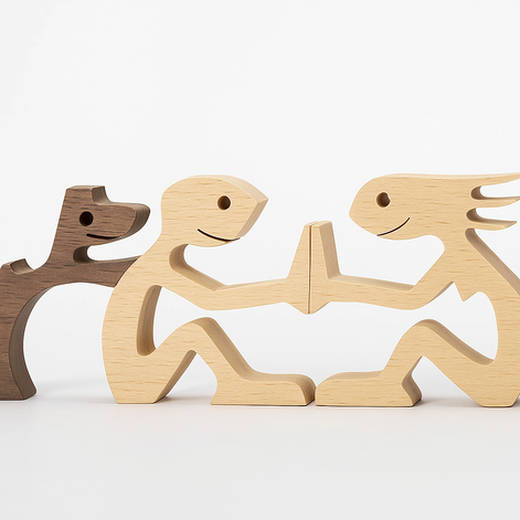 Wood Dog Sculpture Handmade Solid Wood by Wave & Hang
