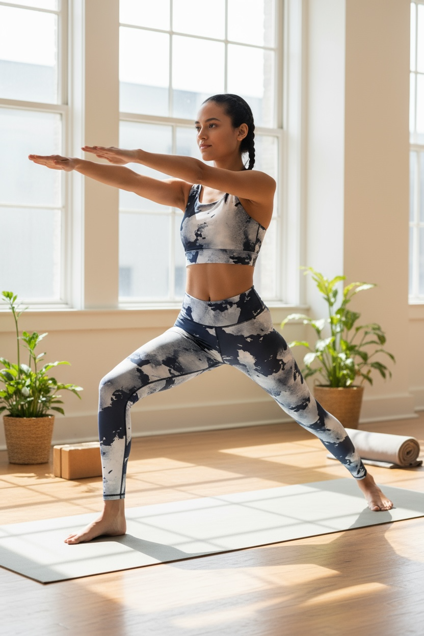 Ocean Print Yoga Set – Moisture-Wicking Activewear for Women by Wave & Hang