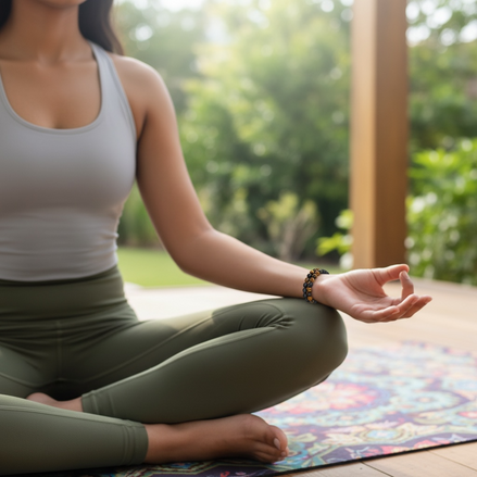 Couple’s Black Yoga Beaded Bracelet – Handmade Stone Bracelet for Men & Women by Wave & Hang