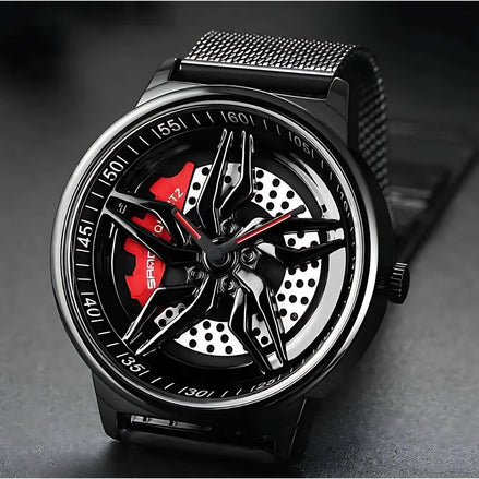 Men’s Waterproof Wheel Watch – Durable Stainless Steel Round Dial by Wave & Hang