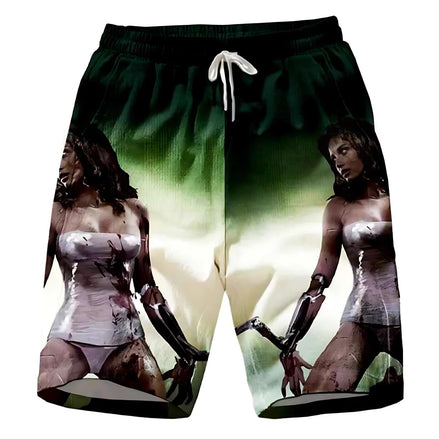 Cyberpunk 3D Print Beach Shorts for Couples by Wave & Hang