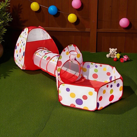 Kids Play Tunnel Tent 3-Piece Set with Ball Pit and Ocean Pool – Foldable Indoor & Outdoor Playhouse for Toddlers and Children
