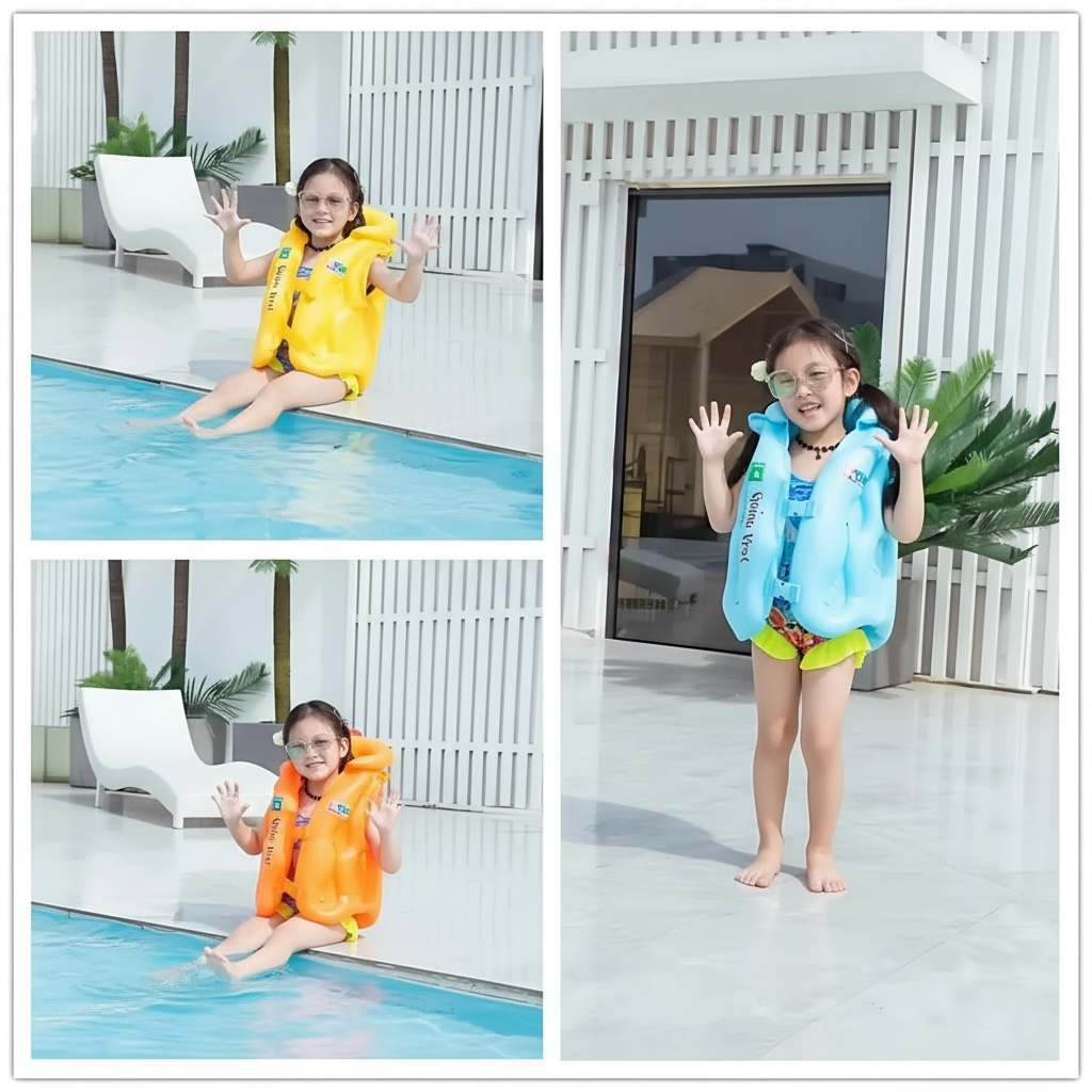 Kids Inflatable Life Jacket - Safe & Fun Swim Vest by AquaGuard by Wave & Hang