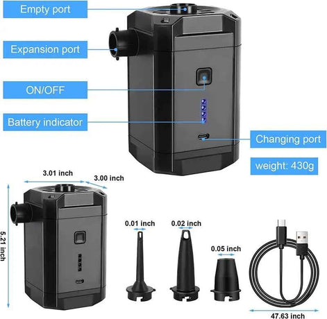 Wireless Electric Air Pump – Portable Rechargeable Inflator for Swimming Pools, Toys & Outdoor Gear