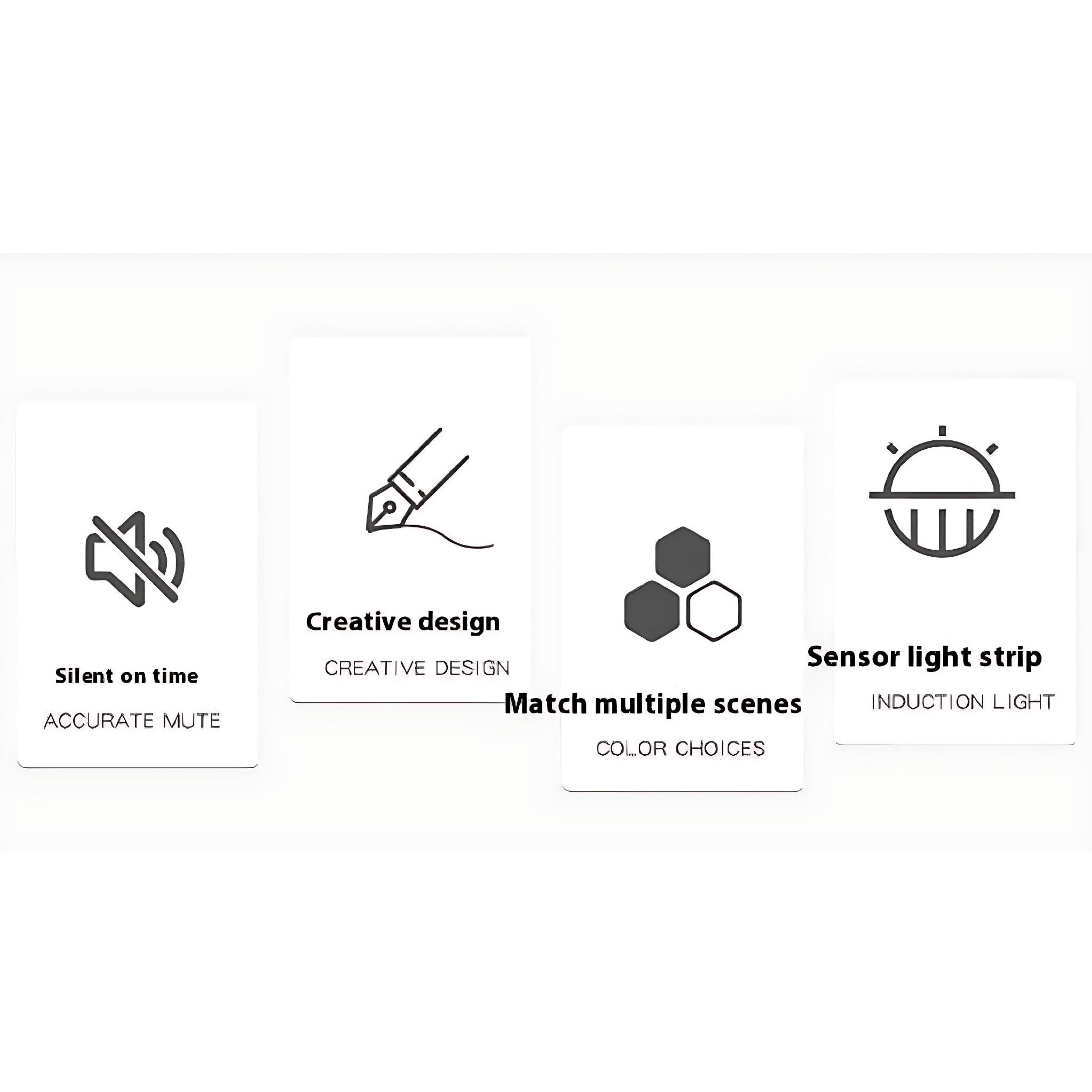 Modern Silent Quartz Wall Clock | Elegant LED Design for Home by Wave & Hang